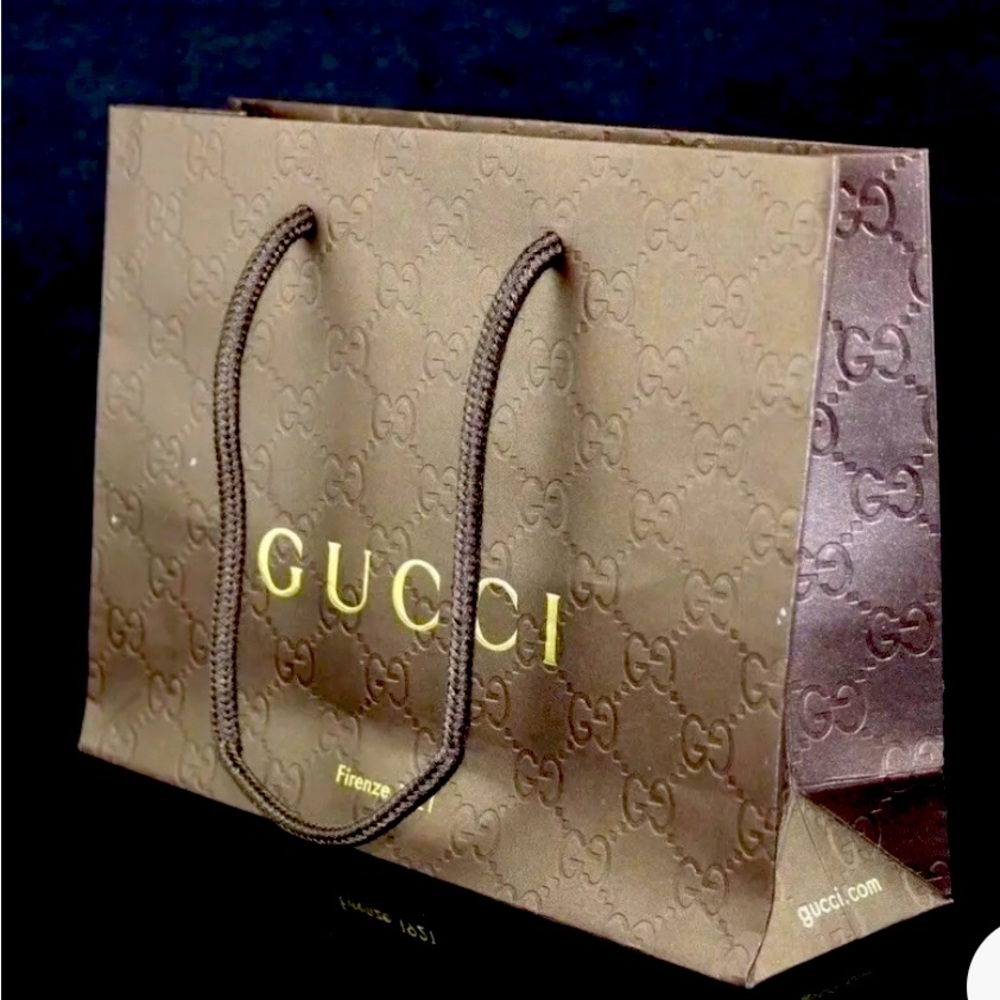 5 piece lot Gucci gift bags embossed with interlocking GG rope handles Brand New